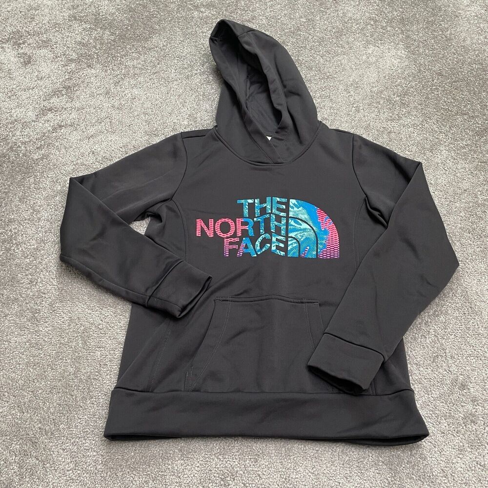 The North Face Hoodie Sweatshirt Womens Small Black Graphic Outdoor Pullover